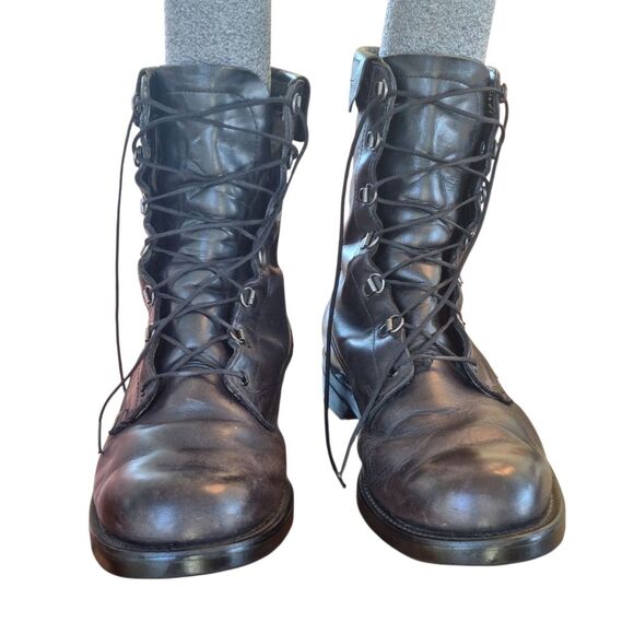 Craddock Terry Combat Grunge Biker Boots Black Leather Punk Emo Mens size 10D - Picture 12 of 16